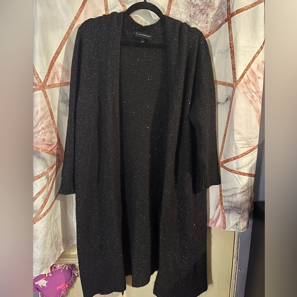 Lane Bryant Black Glitter Cardigan